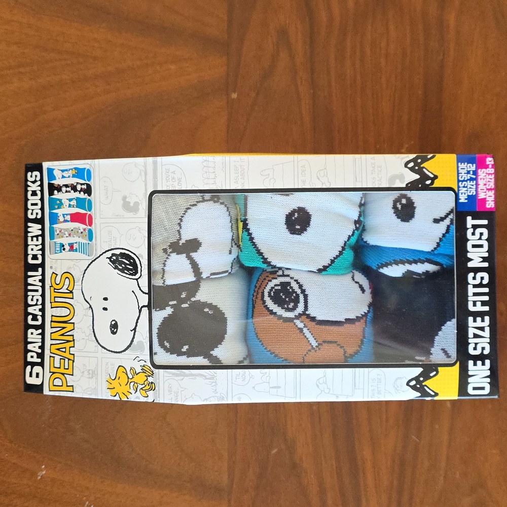 Peanuts 6 pack of Casual Crew ONE SIZE FITS MOST NWT